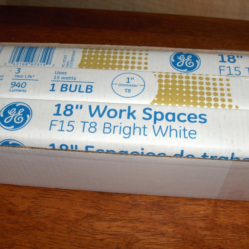 GE F15 T8, 18" Flourescent Bright White Bulbs